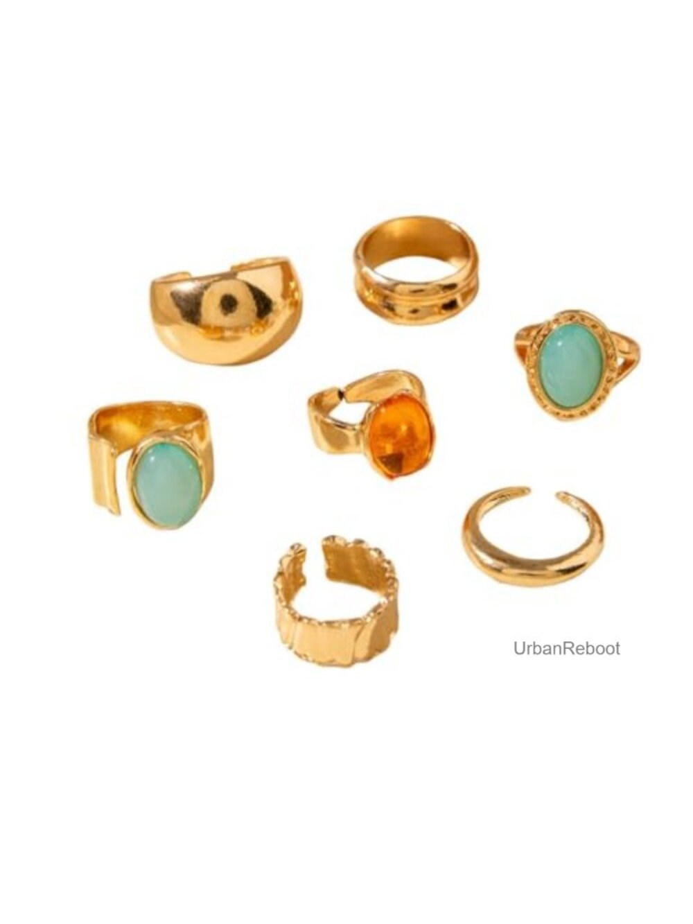 Gold Plated Pearl Flower Stackable Ring Set